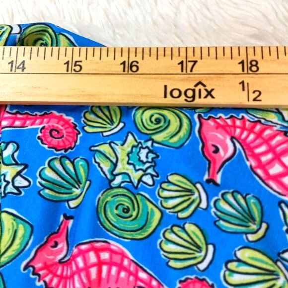 Simply Southern Bell Sleeved Tropical Midi Dress Seahorse & Shells Women's Large - Picture 10 of 13